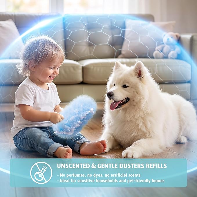 Duster Refill for Swiffer Duster, 60 Count, Not Include Handle Dusters | Electrostatic Duster 2 Side 360° Duster Refills, Disposable Multi Surface Dusters for Cleaning, Unscented