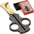 Cigar Scissors Cutter Stainless Steel Double Blade Guillotine Cutter Straight Cut Scissors with Leather Case(Black)
