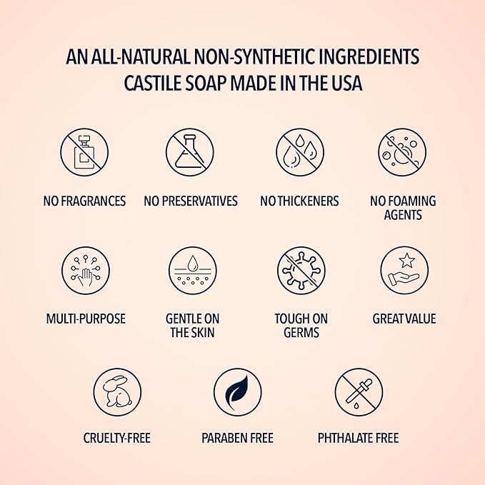La Almona - Pure Castile Liquid Soap, LAVENDER, 1 Gallon - Multipurpose: Hands, Face, Body, Laundry, Dishes & More - For Sensitive Skin, All-Natural Ingredients, Scented with Essential Oils