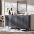 IFGET 61.75" W Modern Arch Sideboard Buffet Cabinet with Storage, Dark Grey | Fluted Arched Sideboard Cabinet w/Adjustable Shelves, Wood Modular Kitchen Cabinet for Dining& Living Room, Entryway
