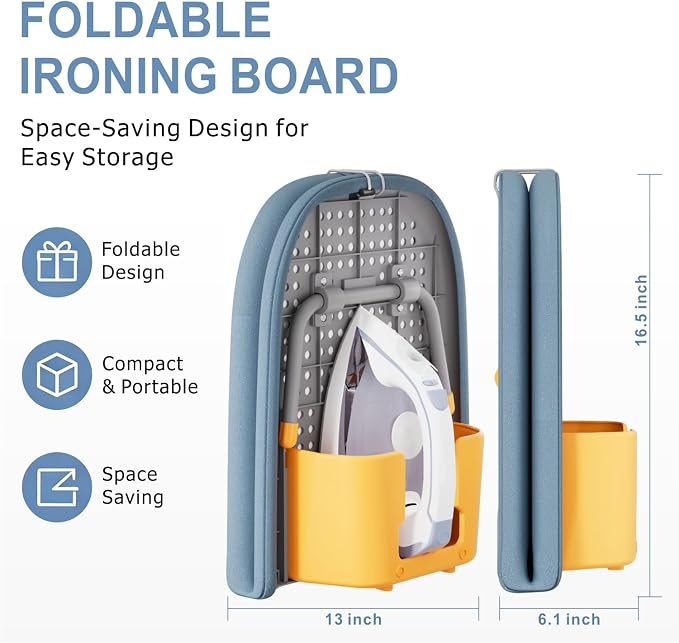 Tabletop Ironing Board with Iron Holder and Silicone Iron Rest Pad, Small Portable Ironing Board for Small Spaces