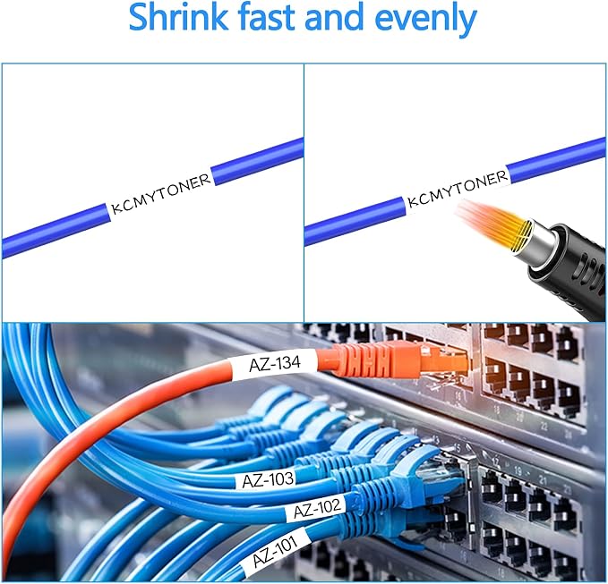 6 Pack HSe-251 HS251 23.6mm 0.92" Heat Shrink Tube White Labels | Compatible with Brother P Touch HSe251 HS-251 Heat Shrink Tubing Wire Cable for PT-E550W P710BT E800W P900 P900W P950NW D800W