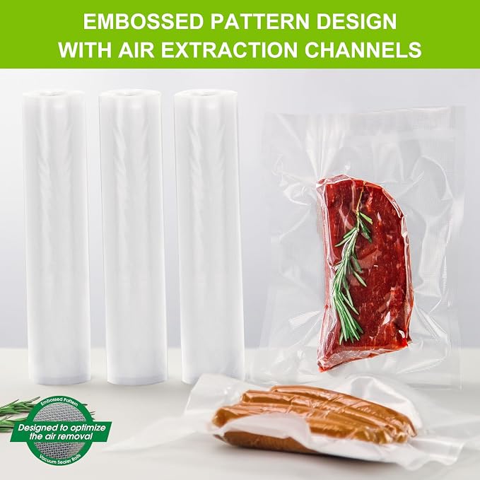 MAGIC SEAL Vacuum Sealer Bags, 3 Rolls 10’’ x 16.4’ Textured Vac Seal Bags for Food Storage, Meal Prep or Sous Vide, BPA Free, Commercial Grade - Not Work with MS175 Nozzle Sealers