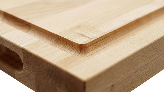 15 in. x 20 in. Maple Wood Cutting Board, Reversible with Juice Groove and Smooth Side, Thick Butcher Block Style Prep Board with Built-In Handles for Kitchen, BBQ, Meat Carving and Serving