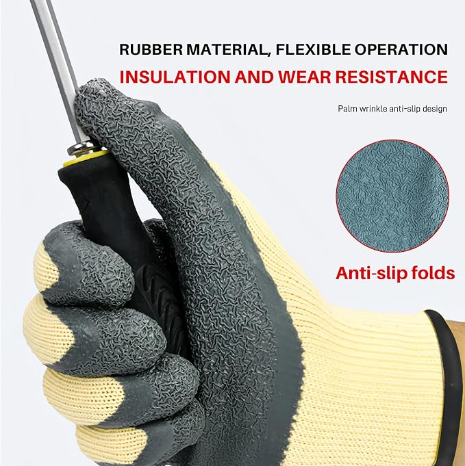 Electrical Insulated Gloves XL - 400V Low Voltage Electrician Safety Gloves, Rubber Non Slip Work Gloves For Men