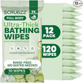 Extra Large Body Wipes for Adults Bathing No Rinse - 120 Ultra Thick Disposable Shower Wipes for Men, Women & Elderly - Great for Gym, Camping, Post Surgery - Cucumber Lime