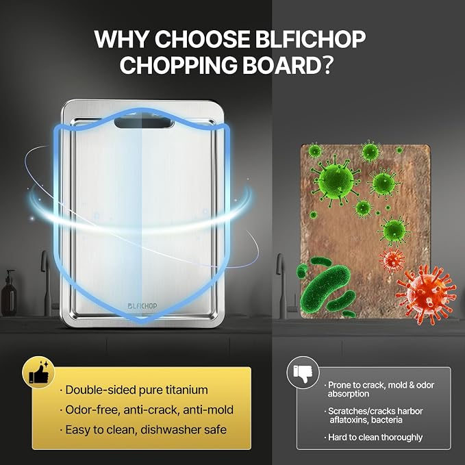 3-Piece Titanium Cutting Board Set with Juice Groove for Kitchen | 3 Sizes: 12"×18", 10"×14", 9"×12", Double-Sided, Non-Slip, Dishwasher Safe, Easy to Clean, Ideal for Meat, Vegetables & Fruit