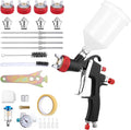 R500 Lvlp Air Spray Gun Kit, 4 Nozzles, 600Ml Cup | Nickel-Plated Body, Adjustable Spray Pattern, 1.5-3 Bar, Pressure Gauge, For Auto, Furniture And Home Painting