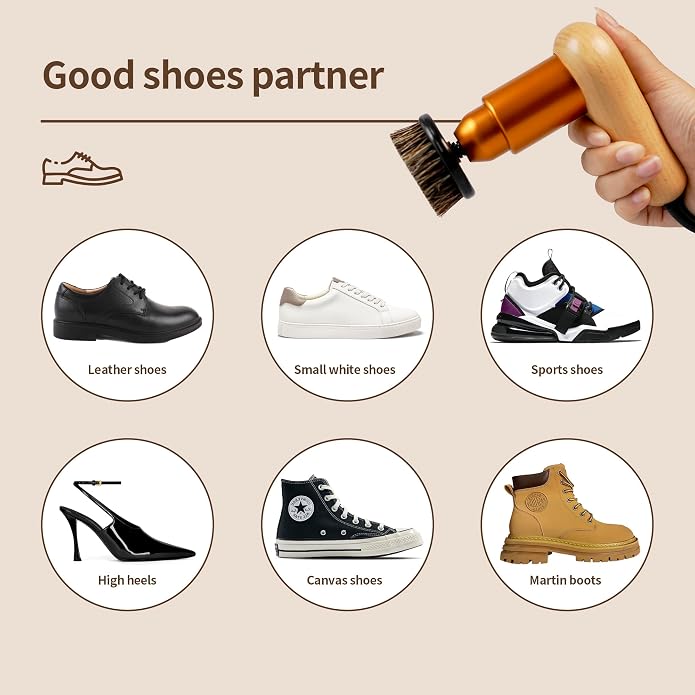 Smart Shoe Polisher Kit, 75W Electric Shoe Polisher with Adjustable Speed, Automatic Shoe Shine Kit , Portable Leather Care Cleaning Kit for Shoes, Boots,Bags, Sofa (Muticolor)