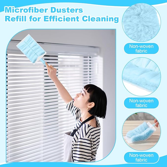 Mimorou 50 Pcs Disposable Dusters Refills Bulk Heavy Duty 180° Multi Surface Replacement Dusters for Cleaning Ceiling Fan with Microfibers Unscented (Blue Color)