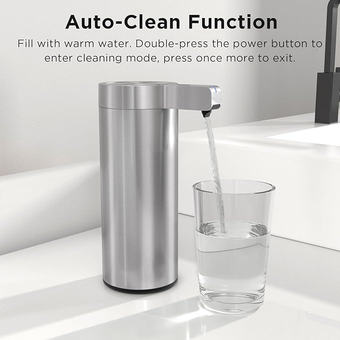Newise Automatic Soap Dispenser - 9 oz, Rechargeable Touchless Liquid Soap for Kitchen and Bathroom with 3 Adjustable Dispensing Modes, Stainless Steel