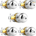 Probrico Privacy Door Knobs Polished Chrome, Bath/Bed Door Locks, Interior Keyless Door Handles, 5 Pack