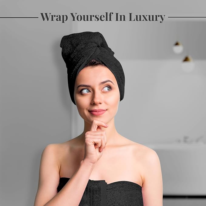 Tens Towels 4 Piece Extra Large Bath Towels 30 x 60 Inches, Black | 100% Cotton, Larger & Lighter Weight, Quicker to Dry, Super Soft and Absorbent, Perfect for Bathroom