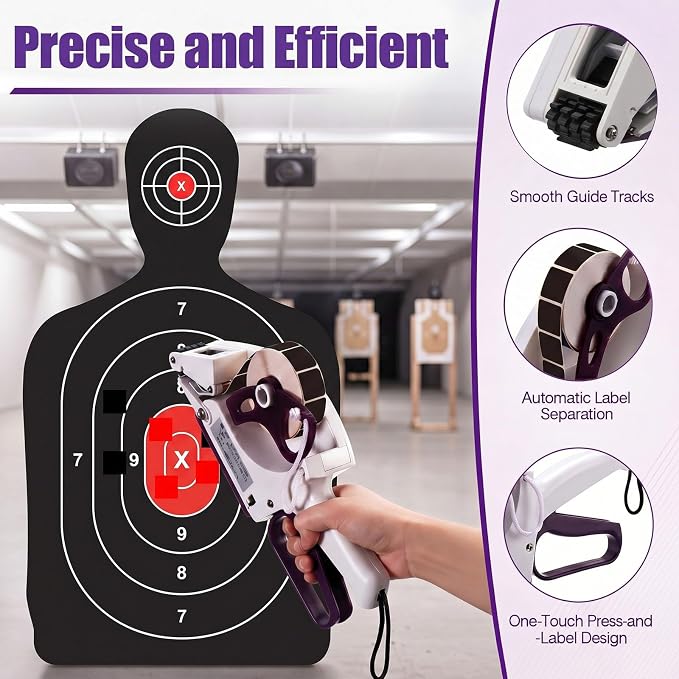 Label Applicator, Target Paster Gun with 2 Rolls Pasters,Black | Manual Label Dispenser Hand Held Portable Sticker Gun for Retail Store Warehouse Targets Repair Yh-30