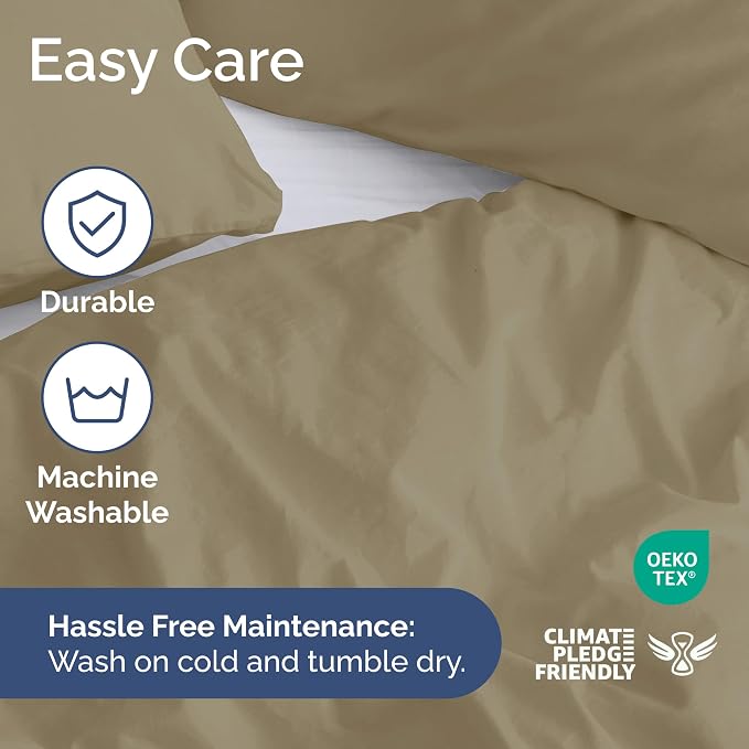 Duvet Cover Full Size Set - Extra Soft Full Duvet Cover 80" x 90" with 2 Pillow Shams for Women, Men, Kids & Teens - Hotel Luxury, Easy-Care w/ Zipper Closures & Ties - Comfy and Breathable (Khaki)