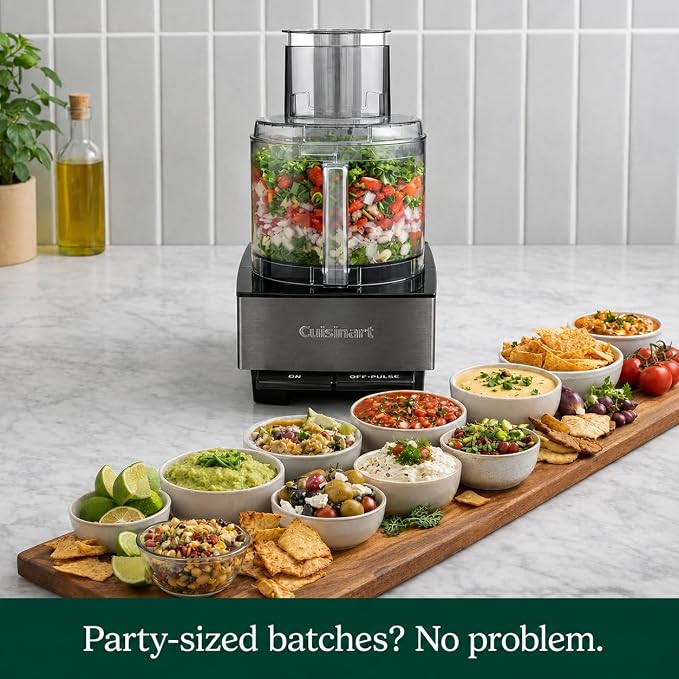 Cuisinart Food Processor 14-Cup Vegetable Chopper for Mincing, Dicing, Shredding, Puree & Kneading Dough, Black Stainless, DFP-14BKSY