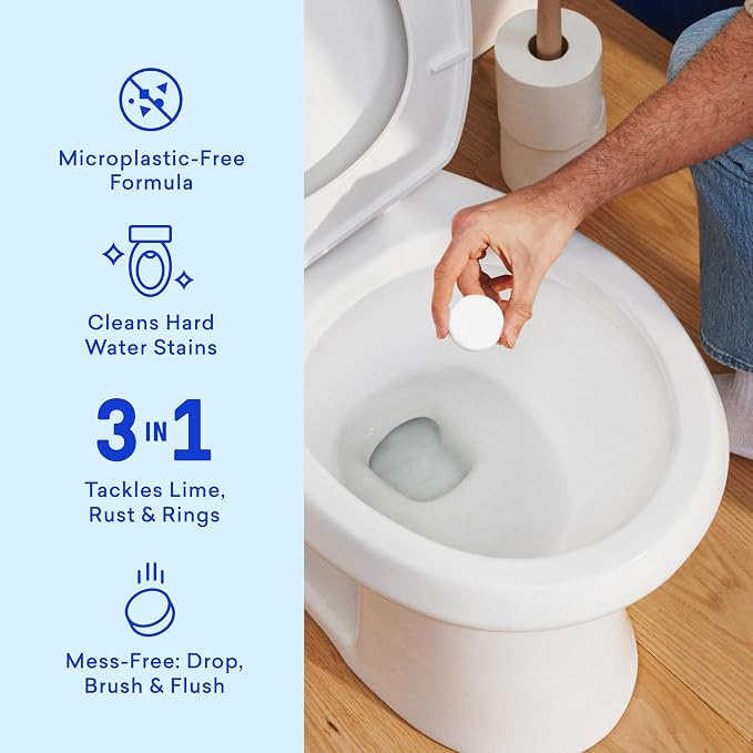 BLUELAND Toilet Bowl Cleaner Tablets, 14 Count (Pack of 1), Lemon Cedar, Plastic-Free, No Harsh Chemicals, Plant-Based, Septic-Safe, Removes Lime, Rust, Hard Water and Toilet Ring Stains