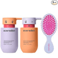 Evereden Happy Hair Duo for Kids: Vegan Shampoo and Conditioner Set with Detangler Brush - Strengthens & Smooths All Hair Types