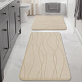 YIHOUSE Bathroom Rugs Set 2 Piece, Memory Foam Bath Mat Khaki | 17x24& 20x32, Ultra Soft, Absorbent, Non-Slip, Machine Washable, for Bathroom, Sink and Toilet