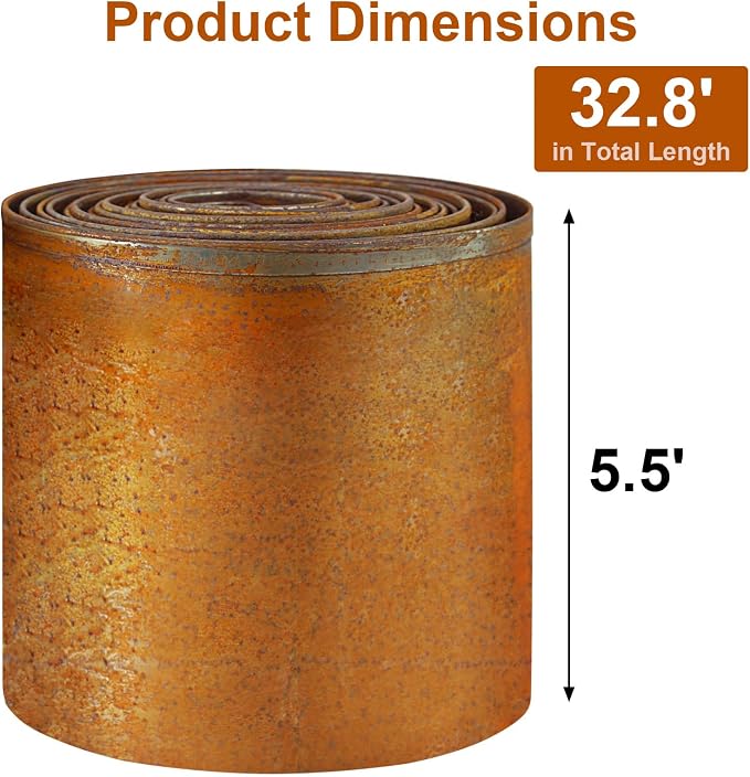 16.4ft Cor-Ten Steel Landscape Edging, 5.5" H Garden Edging Border | Metal Edging for Landscaping, Flexible Lawn Edging, Metal Edging for Pathway, Yard