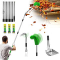 13ft Gutter Cleaning Tools From the Ground, No Ladder Needed, 3-in-1 Gutter Cleaner Pole with Replaceable Brush Rake Scoop, 180° Adjustable Angle for Leaves & Debris Cleaning with Grip Tapes, Green