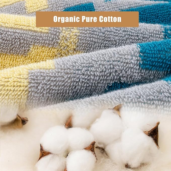 SEMAXE Bath Towel Set, 18 Piece Towel Set for Bathroom, Large Value Pack, Quick Dry Cotton Towels with Hanging Loops, Easy Care, Geometric Pattern