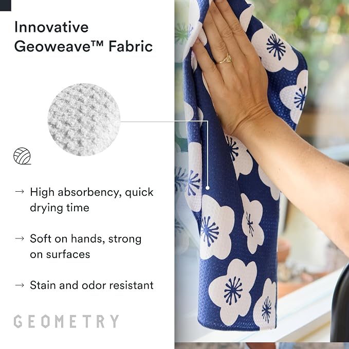 GEOMETRY Kitchen Tea Towels - Quick Dry Microfiber Dish Towels for Kitchen Every Bloom, 18" x 30" 2 Pack