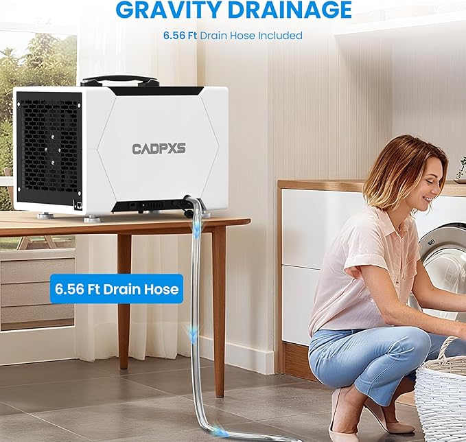 CADPXS Crawl Space Dehumidifier with Drain Hose, 80 Pint Commercial Dehumidifier for Basement, Home Use, Water Damage, Auto Defrost, Memory Start, cETL, Up to 1000 Sq Ft, 5 Years Limited Warranty
