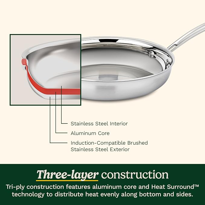Cuisinart 15-Piece Cookware Set, MultiClad Pro Triple-Ply Stainless Steel Cookware Set, Heat Surround Technology, Cool Grip Stick Handles, Oven Safe up to 500F, MCPS-15N, Silver