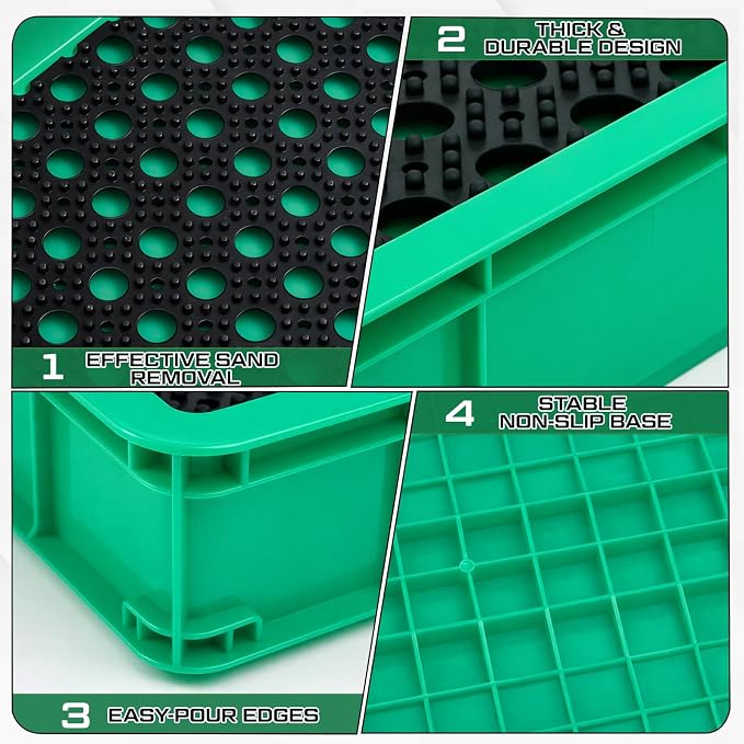 Cinnvoice Tennis Court Shoe Cleaning Tray with Brush Mat, Clay & Sand Removal for Courts, Sports Facilities, Entryway Boot Cleaner, 24 x 16.5 x 3.7 Inches
