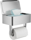 Toilet Paper Holder, Stainless Steel Wall Mount Bathroom Organizer with Shelf, Flushable Wipes Dispenser Storage Fits Any Bathroom and Hide Your Wet Wipes, Regular Roll (nickel)