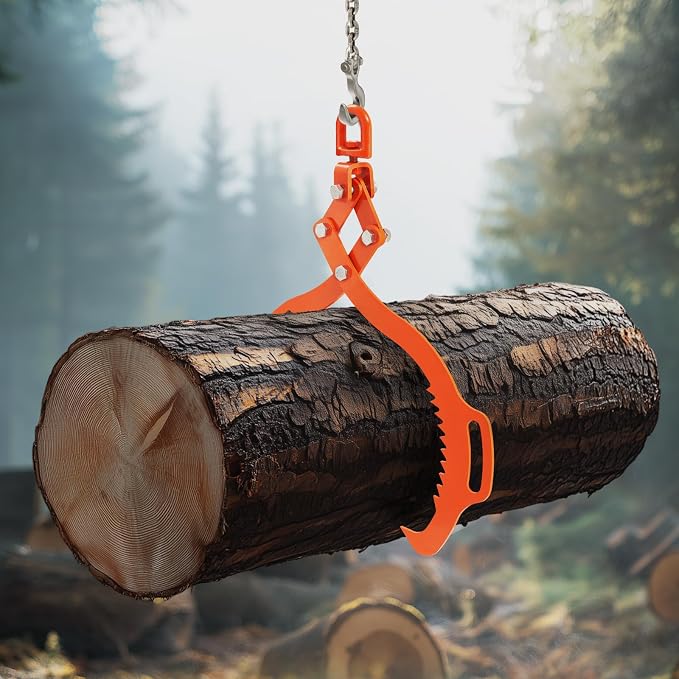 VEVOR Log Lifting Tongs 28in, 2 Serrated Claw Hook Log Tongs, Heavy Duty Steel Swivel Dragging Tongs, 1100LBS Log Grapple with Handles, Lumber Log Skidding Tongs for Tractors, Trucks, Forklifts, ATVs