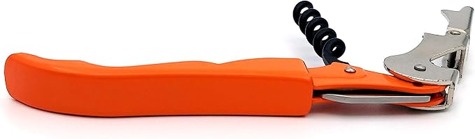 Pulltap's Genuine Classic 500 Waiter's Corkscrew – Double-Hinged Wine Key with Hinged Foil Cutter – Patented Design – Made in Spain – Orange (Naranja)