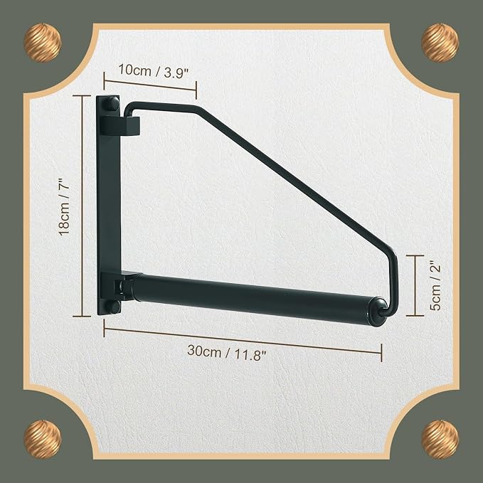 NEWRAIN Folding Clothes Hanger Rack, Wall Mounted Laundry Racks for Drying Clothes,Swing Clothing Hanging System Drying Closet Storage Organizer Black (Pack of 3)