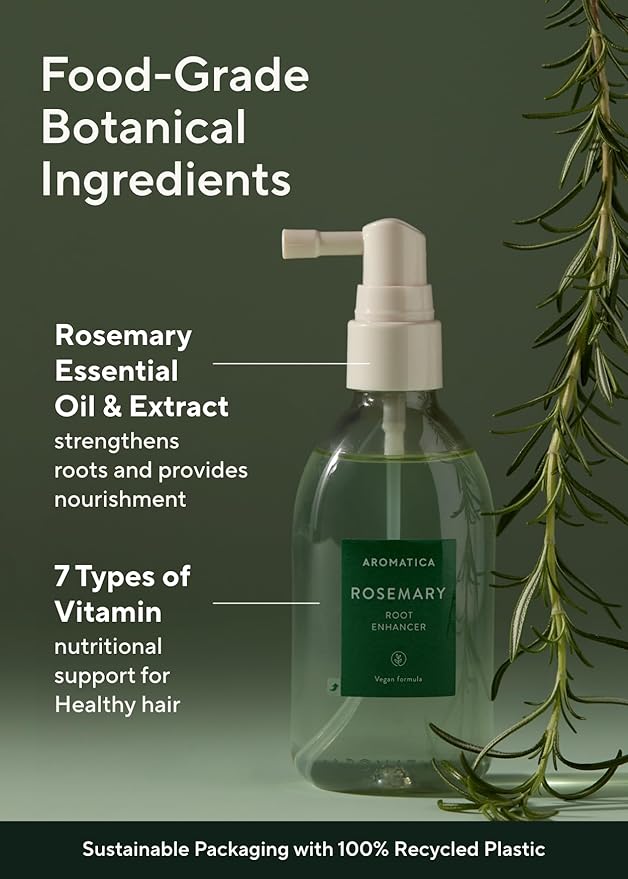 AROMATICA Root Enhancer (2 Packs) Rosemary Water Spray for Hair Growth – with Rosemary hair oil & caffeine & biotin - Korean hair care Hair Thinning Loss – Free from Sulfate, Silicone, and Paraben
