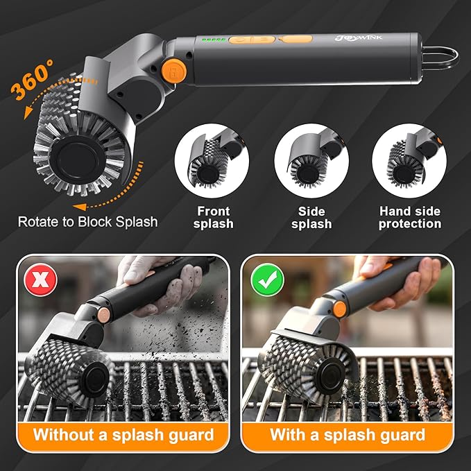 Upgraded Electric Grill Brush - Extreme 50kg Torque Power Grill Brush, 7.4V Motor, Safe for All Grills, SUS304 Anti-Shedding Bristle, with Heat Resistant Mat & Polishing Pad, for Fathers Day