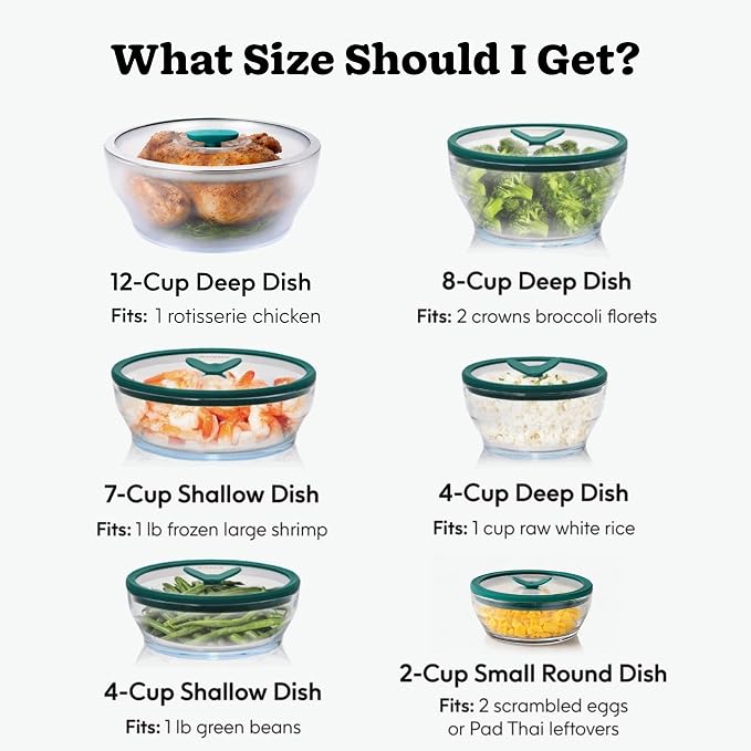 Anyday 4-Pc Microwave Cookware Set (Kale) | Glass Food Storage Set, Glass Lids, Large Plastic-Free Containers, Stackable Steamer, Vented Lid