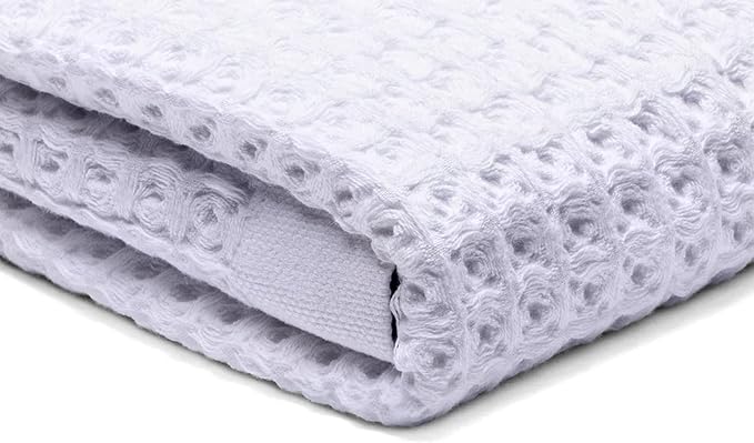 SUTERA Silverthread Bath Towel | Antimicrobial Towel with Silver Ion Technology | Waffle Weave Design, Plush, Lightweight, and Quick-Drying for Everyday or Spa Use | 31" x 57" (White) | Silver Ion technology keeps towels fresh. California-grown Pima co...
