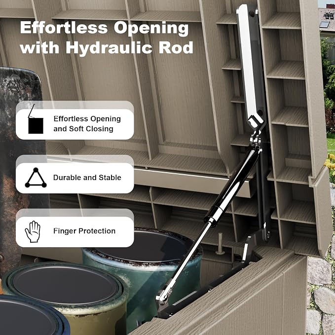 DRATO 280 Gallon Deck Boxes Outdoor Waterproof, Lockable Outdoor Storage Box for Patio Furniture Pool Supplies Garden Tools, Weatherproof Resin Storage Box for Backyard (Grey, 280 Gallon)
