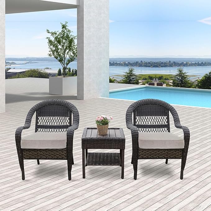 JMGBird Outdoor Chair Cushions Set of 2, Water Resistant Seat Cushions 19 x 19 Inch with Ties, Outdoor Cushions for Patio Furniture