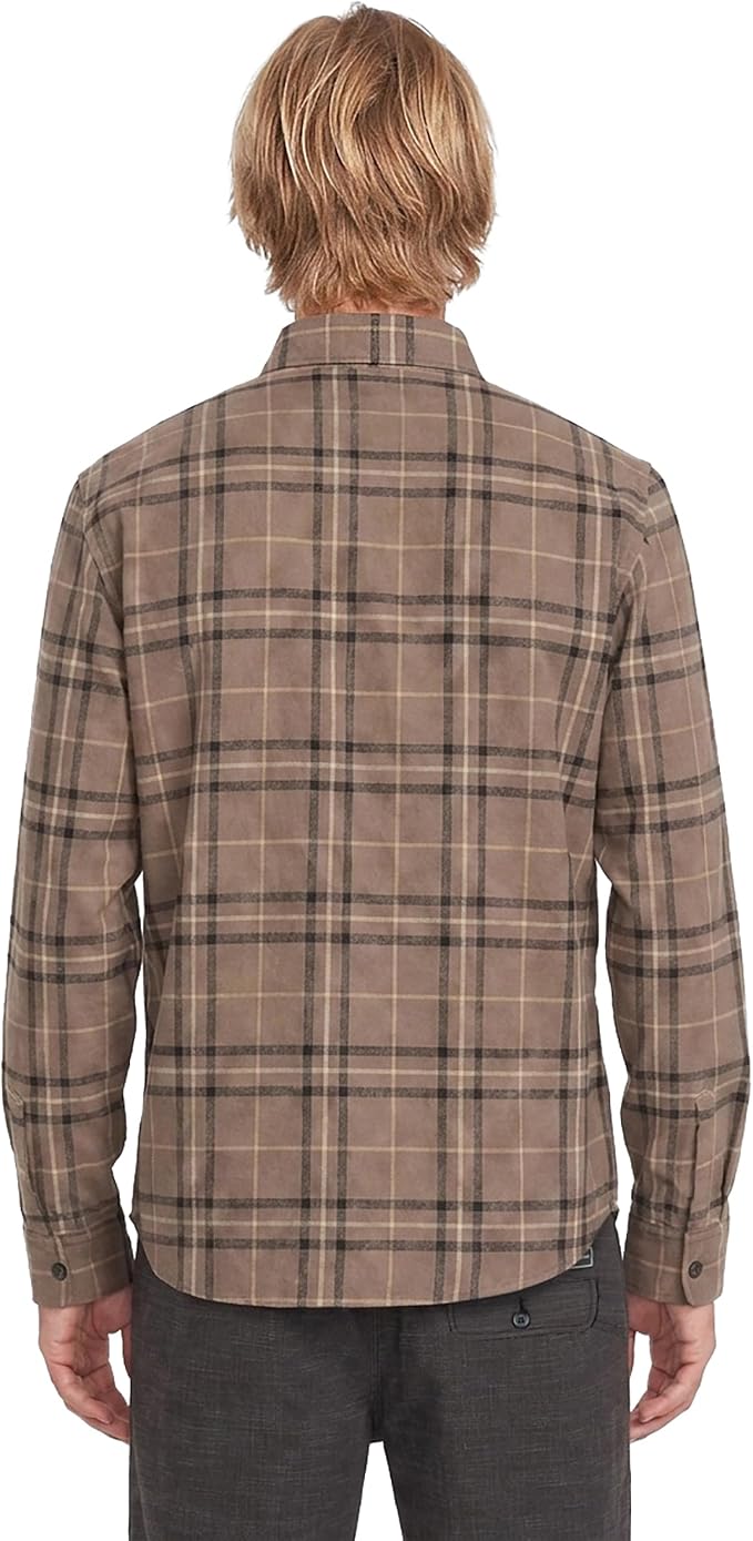 Volcom Men's Long Sleeve Flannel Shirt – Ultra-Soft Brushed Cotton Plaid Button Down