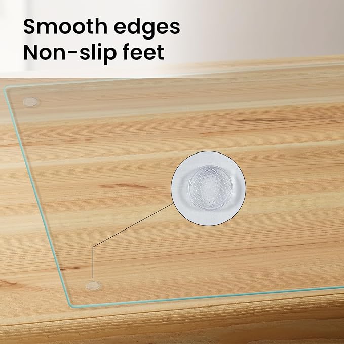 Mymonfif Tempered Glass Cutting Board for Kitchen, Clear Glass Board for Countertop, with Non-Slip Feet, Heat Resistant, Large Size 12x16" 2Pcs, Small Size 12x8" 2Pcs