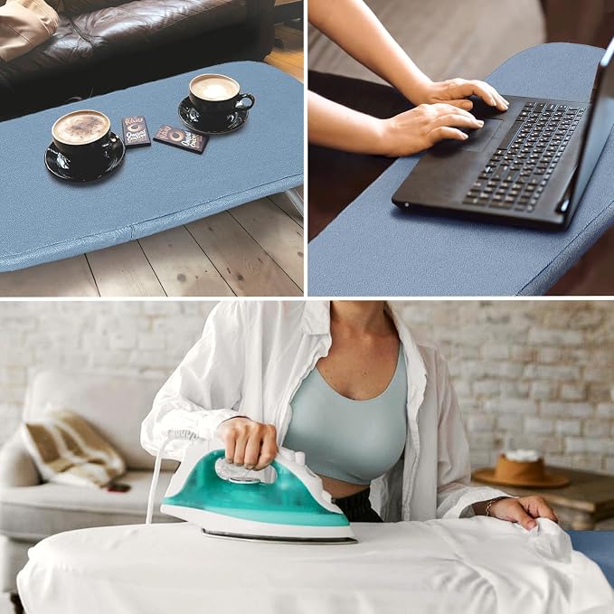 Small Ironing Board Tabletop 31"x12" Blue | BlissBoard Mini Folding Portable Iron Board with Cover, Pad & Non-Slip Feet, Compact Table for Travel