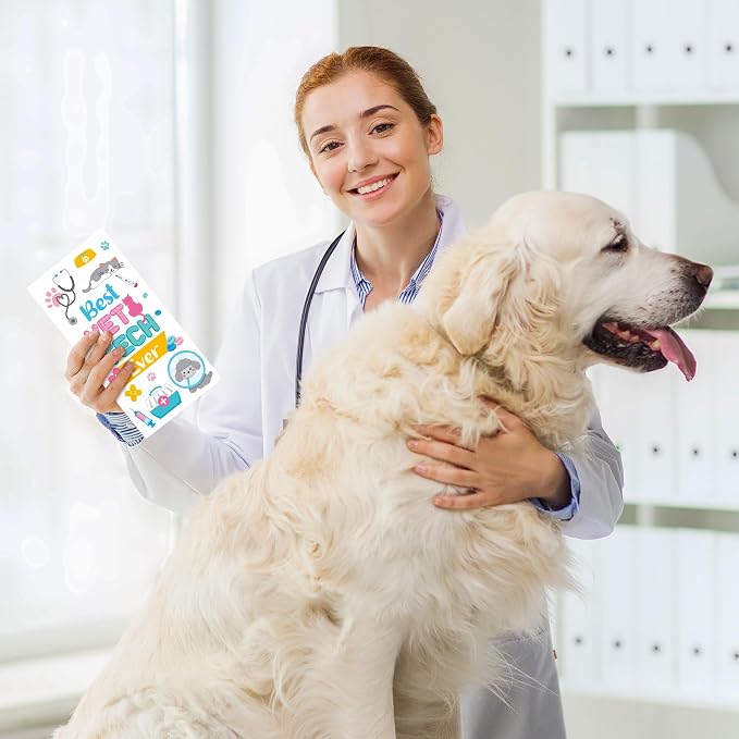 Xqumoi Best Vet Tech Sticky Notes Set - 550 Sheets Vet Self-Stick Note Pads Save Animal Divider Tabs Bundle Writing Memo Pad Back to Pet Party School Office Supplies Appreciation Gift for Veterinarian