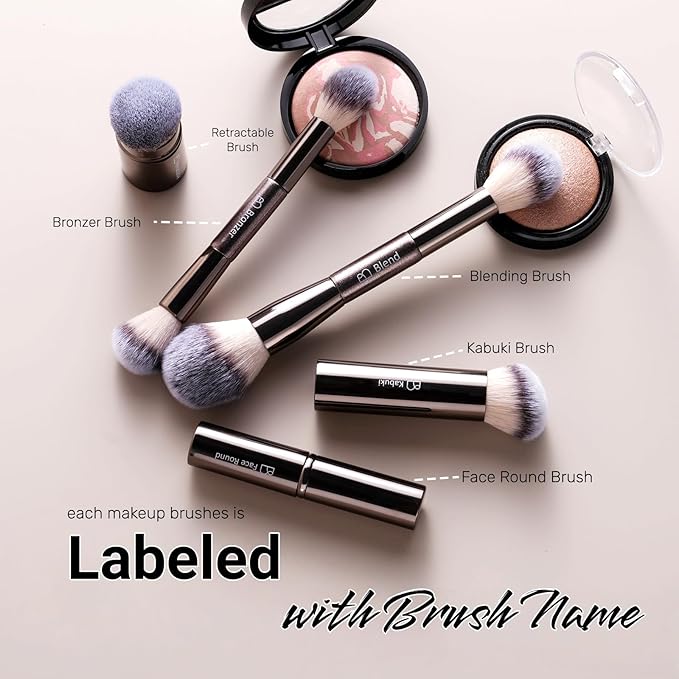 Professional Makeup Brush Set BS-MALL with Travel Case, 20PCS Synthetic Makeup Brushes for Foundation, Conce aler, Blush, Powder & Eyeshadow, Labeled Face Eye Brushes for Beginners, Makeup Artists