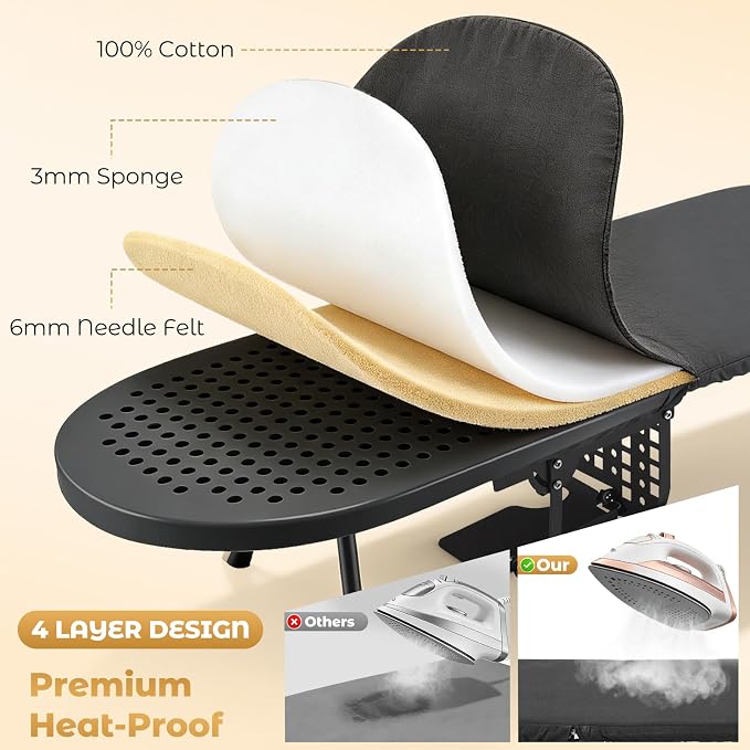 Tabletop Ironing Board with Iron Holder, Foldable Small Ironing Board for Travel, Folding Iron Board with Heat Resistant Cover, Portable Mini Iron Board for Apartment Dorm RV and Laundry Room Use