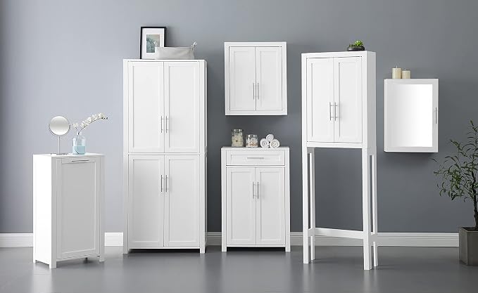 Crosley Furniture Savannah Wall Mounted Bathroom Storage Medicine Cabinet with Shelves, White