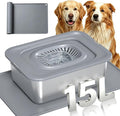 15L/3.96 Gal Large Dog Water Bowl No Spill Stainless Steel | Pet Water Bowl for Messy Drinkers, Anti-Slip XXL Silicone Mat, Floating Disk & Dual Filtration