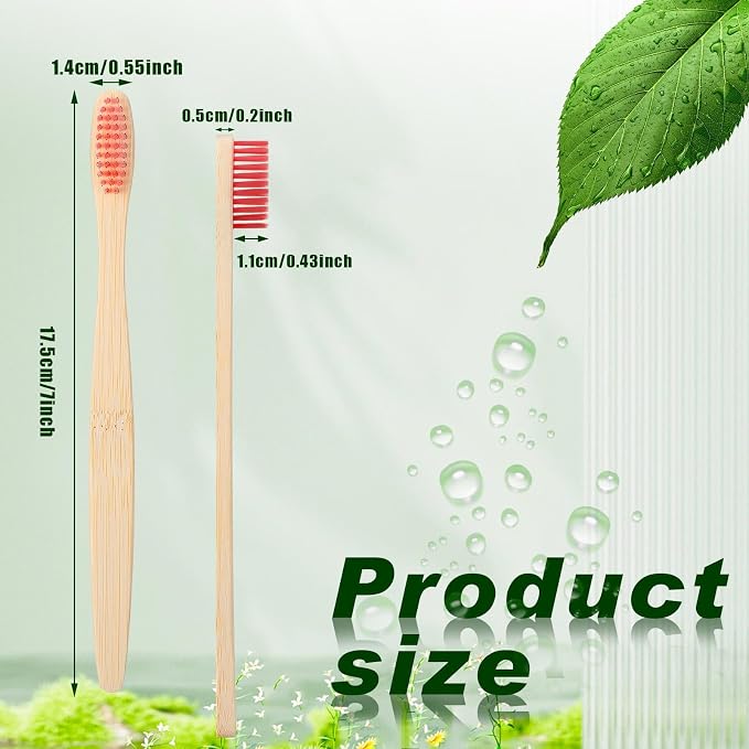 Sieral 12 Pcs Bamboo Toothbrushes Bulk, Soft Bristle Bamboo Toothbrush, Individually Wrapped for Adults Travel Family Hotel Party, 7 Inch 12 Color