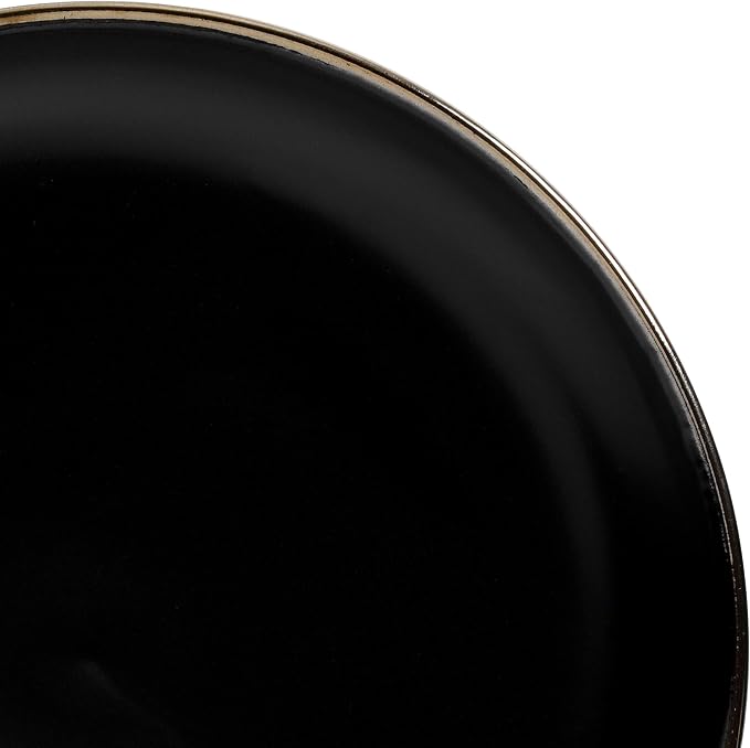 Gibson Home Rockaway 16-Piece Round Stoneware Dinnerware Set, Service for 4 – Black with Gold Rim Plates and Bowls, Microwave & Dishwasher Safe